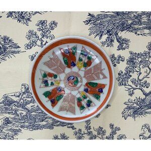 Antique Handpainted Butter Pat Trinket Dish Nippon Japan Japanese Fans